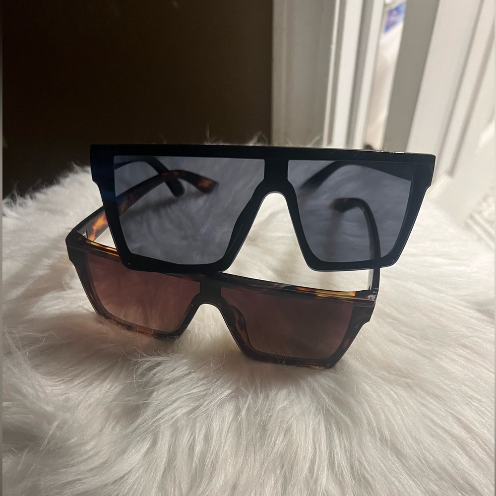 2 pairs of Stylish Black and Brown Sunglasses
